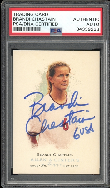 2006 Topps Allen & Ginters The Worlds Champions #304 Brandi Chastain Autograph PSA/DNA Auto Grade Authentic