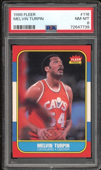 1986 Fleer #116 Melvin Turpin PSA 8 NM-MT