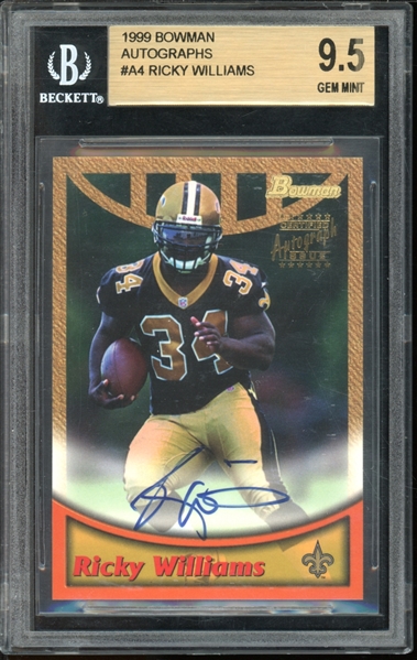 1999 Bowman Autographs #A4 Ricky Williams BGS 9.5 GEM MINT