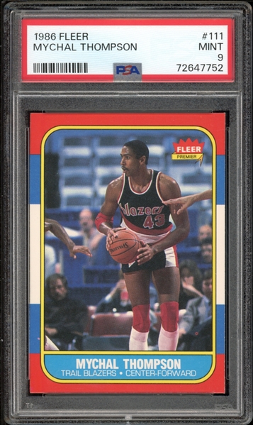 1986 Fleer #111 Mychal Thompson PSA 9 MINT