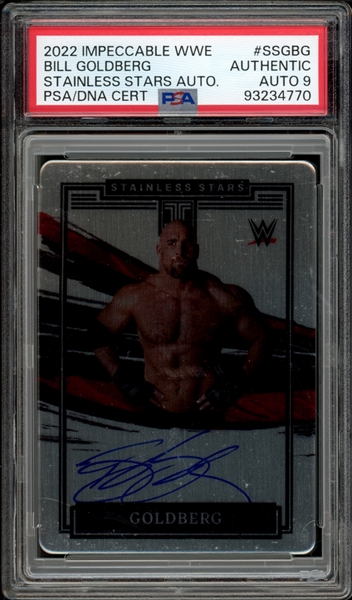 2022 Impeccable WWE Stainless Stars Autograph #SSGBG Bill Goldberg PSA/DNA Authentic Auto 9