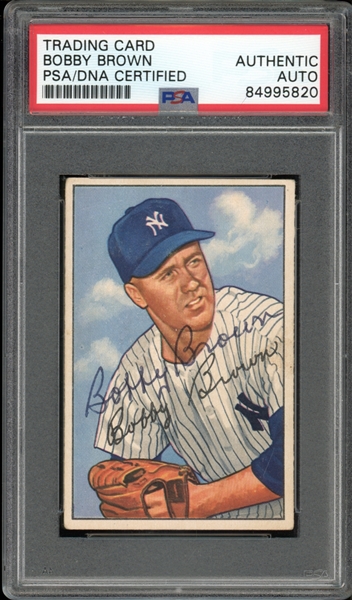 1952 Bowman #105 Bobby Brown Autograph PSA/DNA Authentic Auto 