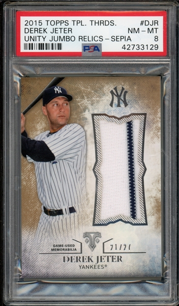 2015 Topps Triple Threads Unity Jumbo Relics-Sepia (21/27) #DJR Derek Jeter PSA 8 NM-MT