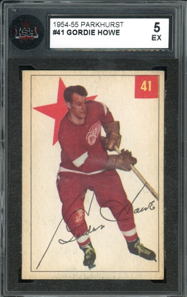 1954-55 Parkhurst #41 Gordie Howe KSA 5 EX