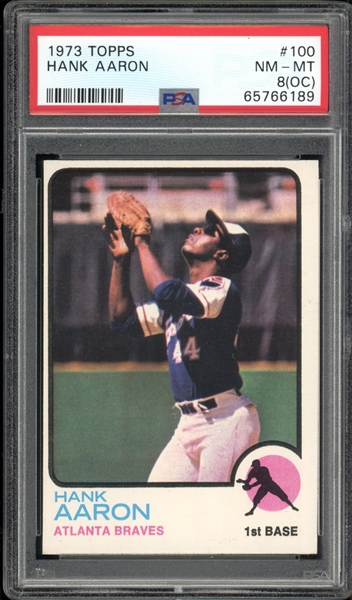 1973 Topps #100 Hank Aaron PSA 8(OC) NM-MT