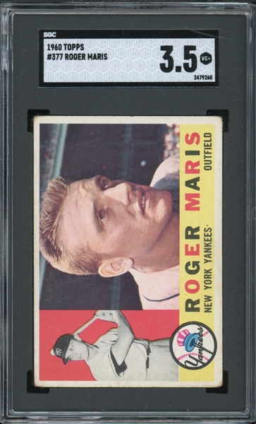 1960 Topps #377 Roger Maris SGC 3.5 VG+