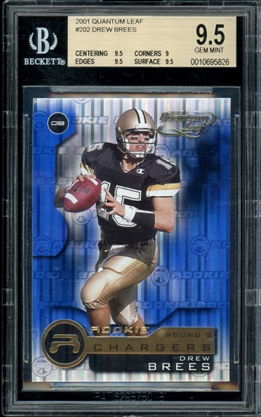 2001 Quantum Leaf #202 Drew Brees BGS 9.5 GEM MINT