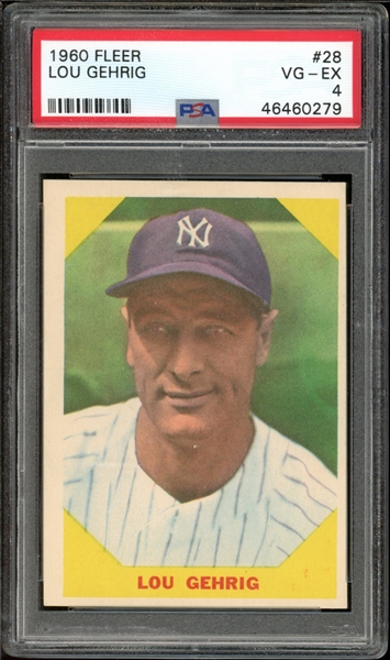 1960 Fleer #28 Lou Gehrig PSA 4 VG-EX