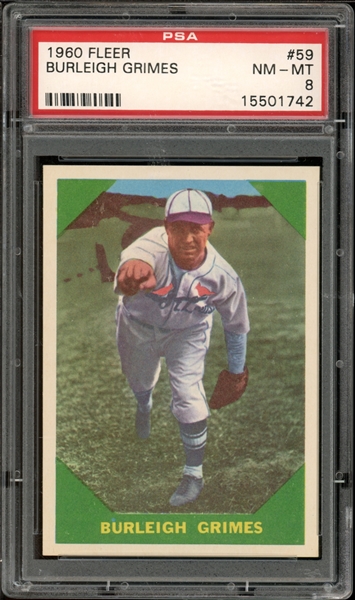 1960 Fleer #59 Burleigh Grimes PSA 8 NM-MT