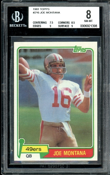 1981 Topps #216 Joe Montana BGS 8 NM-MT