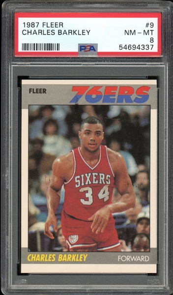 1987 Fleer #9 Charles Barkley PSA 8 NM-MT