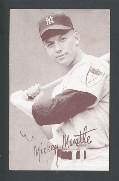 1947-66 Exhibits Mickey Mantle Batting- First Name White Outline