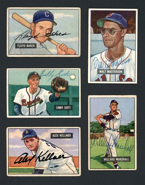 1951 Bowman Lot Of Five (5) Autographed Cards