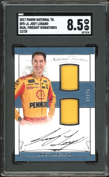 2017 Panini National Treasures Dual Fire suit Signatures (12/25) #DFS-JL Joey Logano SGC 8.5 NM-MT+