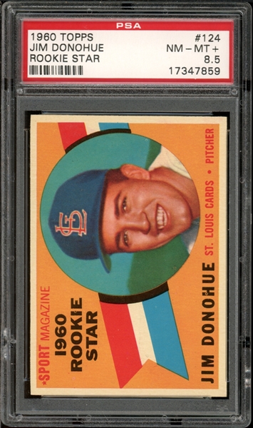 1960 Topps #124 Jim Donohue Rookie Star PSA 8.5 NM-MT