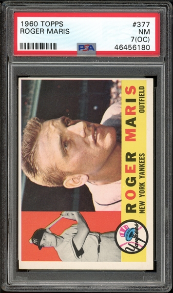 1960 Topps #377 Roger Maris PSA 7 (OC) NM