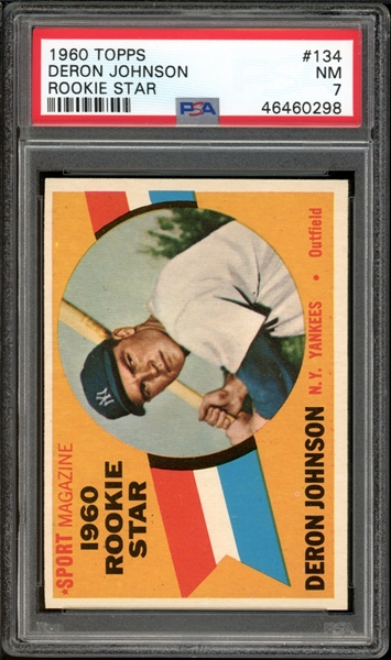 1960 Topps #134 Deron Johnson Rookie Star PSA 7 NM