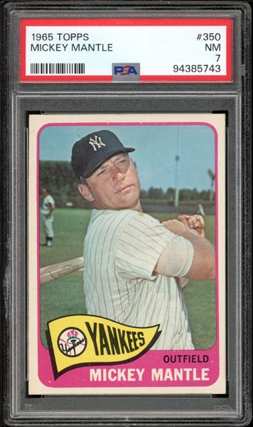 1965 Topps #350 Mickey Mantle PSA 7 NM 