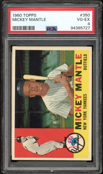 1960 Topps #350 Mickey Mantle PSA 4 VG-EX