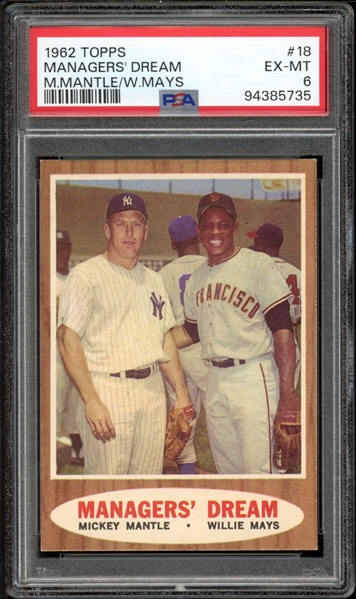 1962 Topps #18 Managers Dream M.Mantle/W.Mays PSA 6 EX-MT