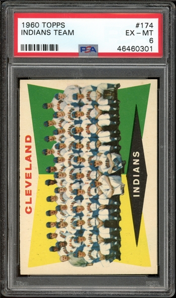 1960 Topps #174 Indians Team PSA 6 EX-MT