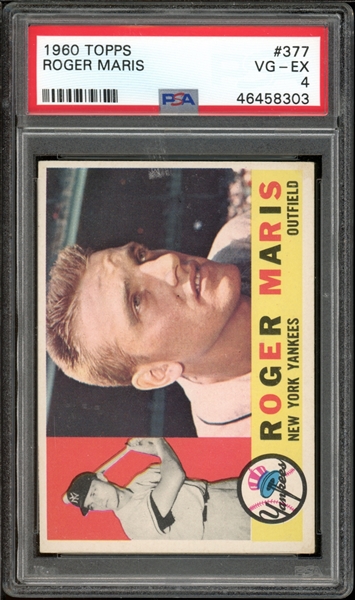 1960 Topps #377 Roger Maris PSA 4 VG-EX