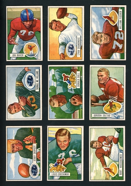 1951 Bowman Football Group Of Seventeen (17) Cards