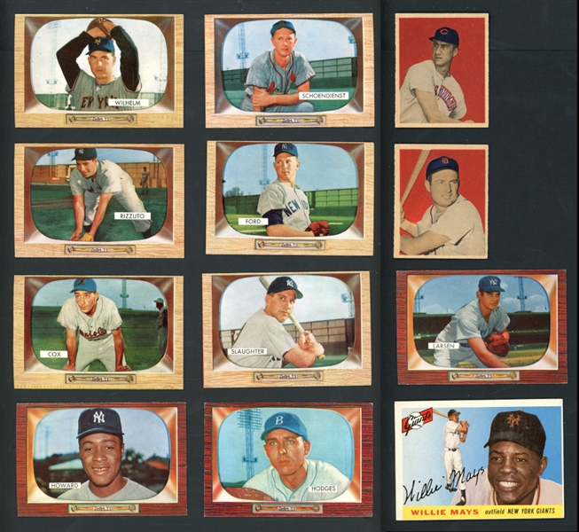 1949-1955 Bowman And Topps Baseball Shoebox Lot of 190 Cards With Stars & HOFers 