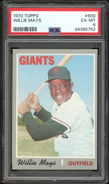 1970 Topps #600 Willie Mays PSA 6 EX-MT