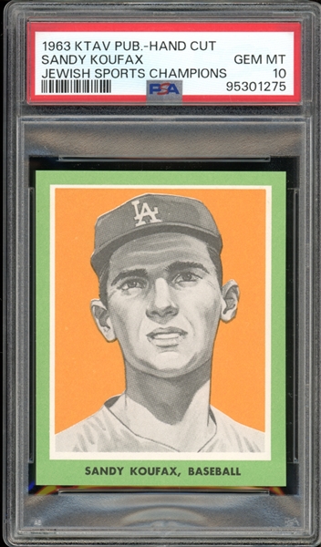 1963 KTAV Publishing Jewish Sports Champions Sandy Koufax Hand Cut PSA 10 GEM MINT