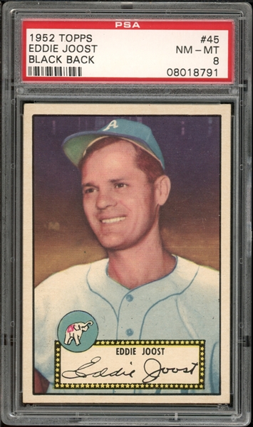 1952 Topps #45 Eddie Joost Black Back PSA 8 NM-MT