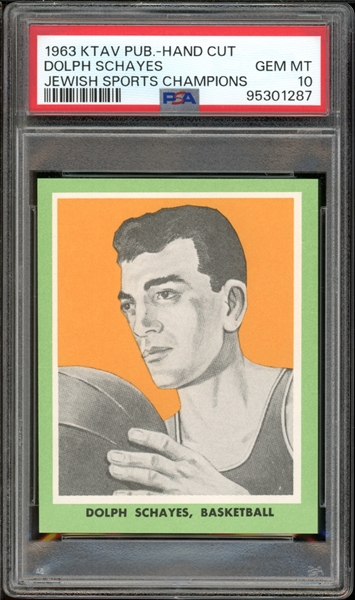 1963 KTAV Pub. -Hand Cut Dolph Schayes Jewish Sports Champions PSA 10 GEM MINT