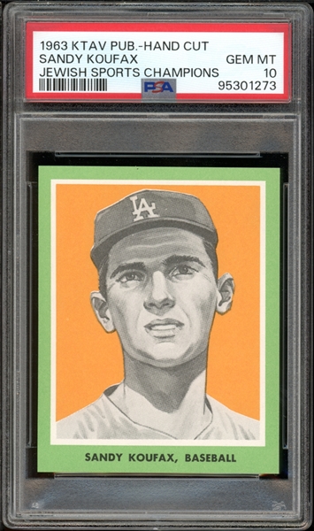 1963 KTAV Pub. -Hand Cut Sandy Koufax Jewish Sports Champions PSA 10 GEM MINT