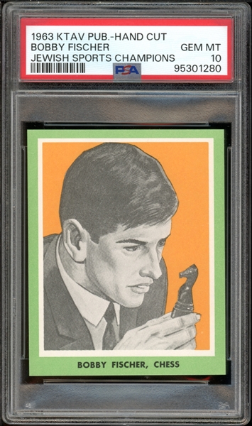 1963 KTAV Pub. -Hand Cut Bobby Fischer Jewish Sports Champions PSA 10 GEM MINT