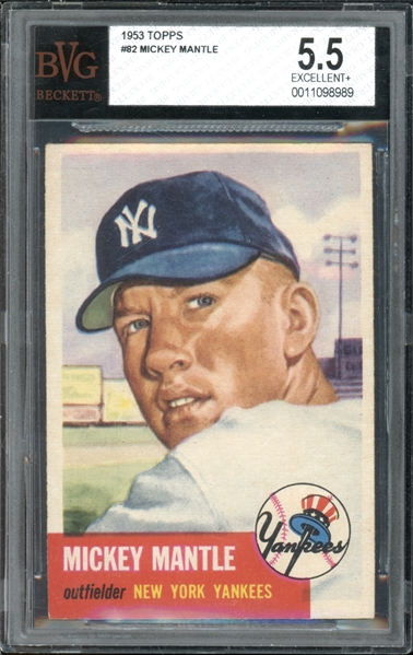 1953 Topps #82 Mickey Mantle BGS 5.5 EXCELLENT+