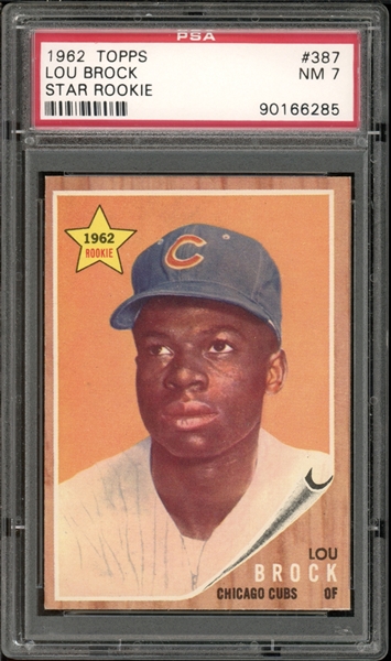 1962 Topps #387 Lou Brock Star Rookie PSA 7 NM