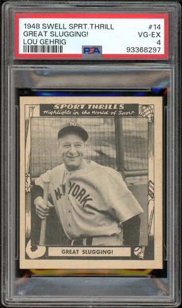 1948 Swell Sport Thrills #14 Great Slugging! Lou Gehrig PSA 4 VG-EX