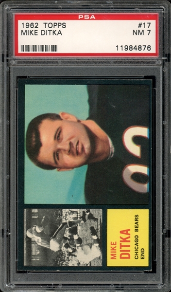 1962 Topps #17 Mike Ditka PSA 7 NM