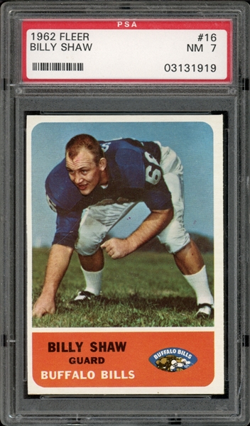 1962 Fleer #16 Billy Shaw PSA 7 NM