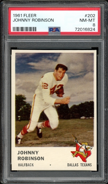 1961 Fleer #202 Johnny Robinson PSA 8 NM-MT