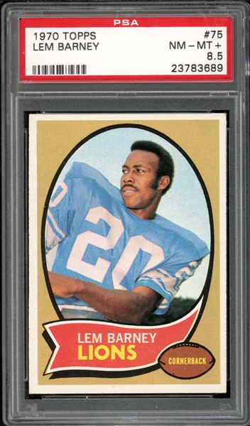 1970 Topps #75 Lem Barney PSA 8.5 NM-MT+