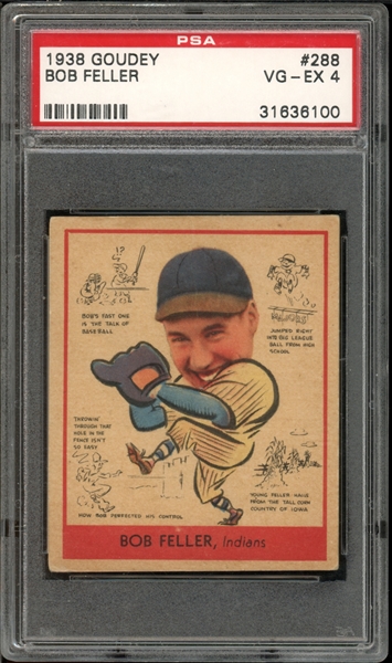 1938 Goudey #288 Bob Feller PSA 4 VG-EX