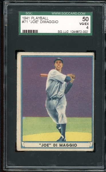 1941 Playball #71 Joe Dimaggio SGC 4 VG/EX