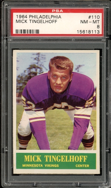 1964 Philadelphia #110 Mick Tingelhoff PSA 8 NM-MT