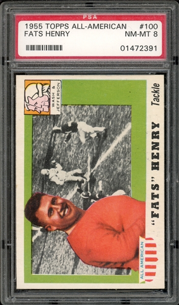 1955 Topps All-American #100 Fats Henry PSA 8 NM-MT