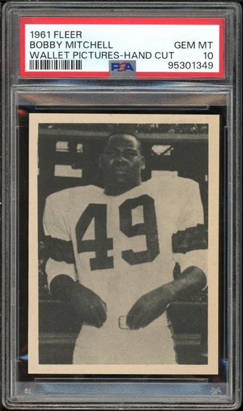 1961 Fleer Bobby Mitchell Wallet Pictures- Hand Cut PSA 10 GEM MINT