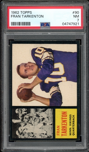 1962 Topps #90 Fran Tarkenton PSA 7 NM