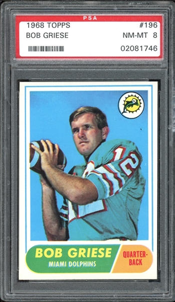 1968 Topps #196 Bob Griese PSA 8 NM-MT