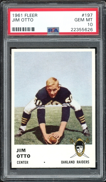 1961 Fleer #197 Jim Otto PSA 10 GEM MINT