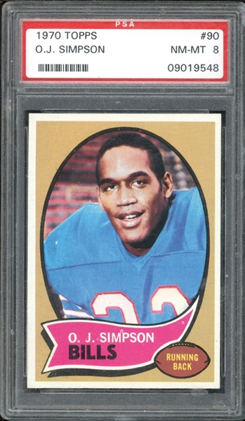 1970 Topps #90 O.J. Simpson PSA 8 NM-MT